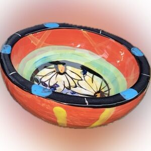 Ceramic Bowl Hand painted Colorful Small Holder Trinket